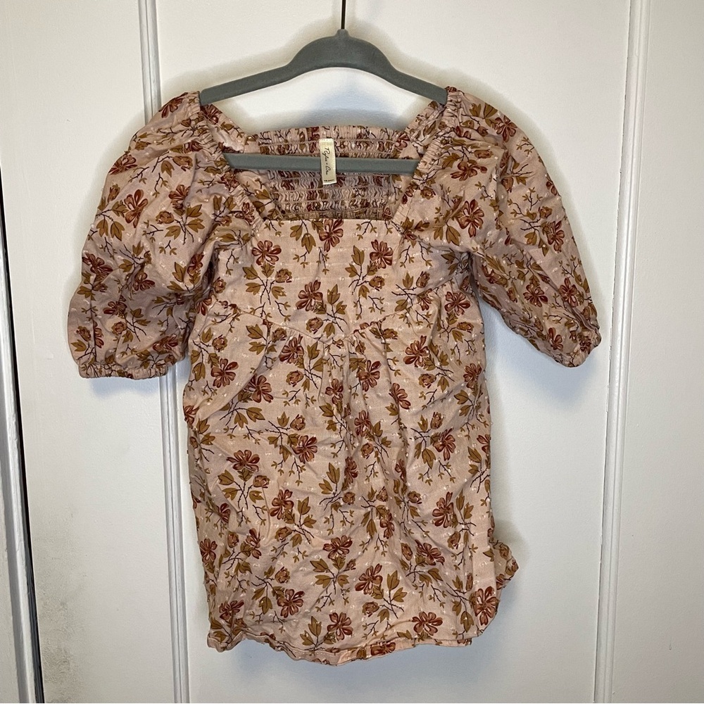 Rylee + Cru Floral Dress in Cream and Brown